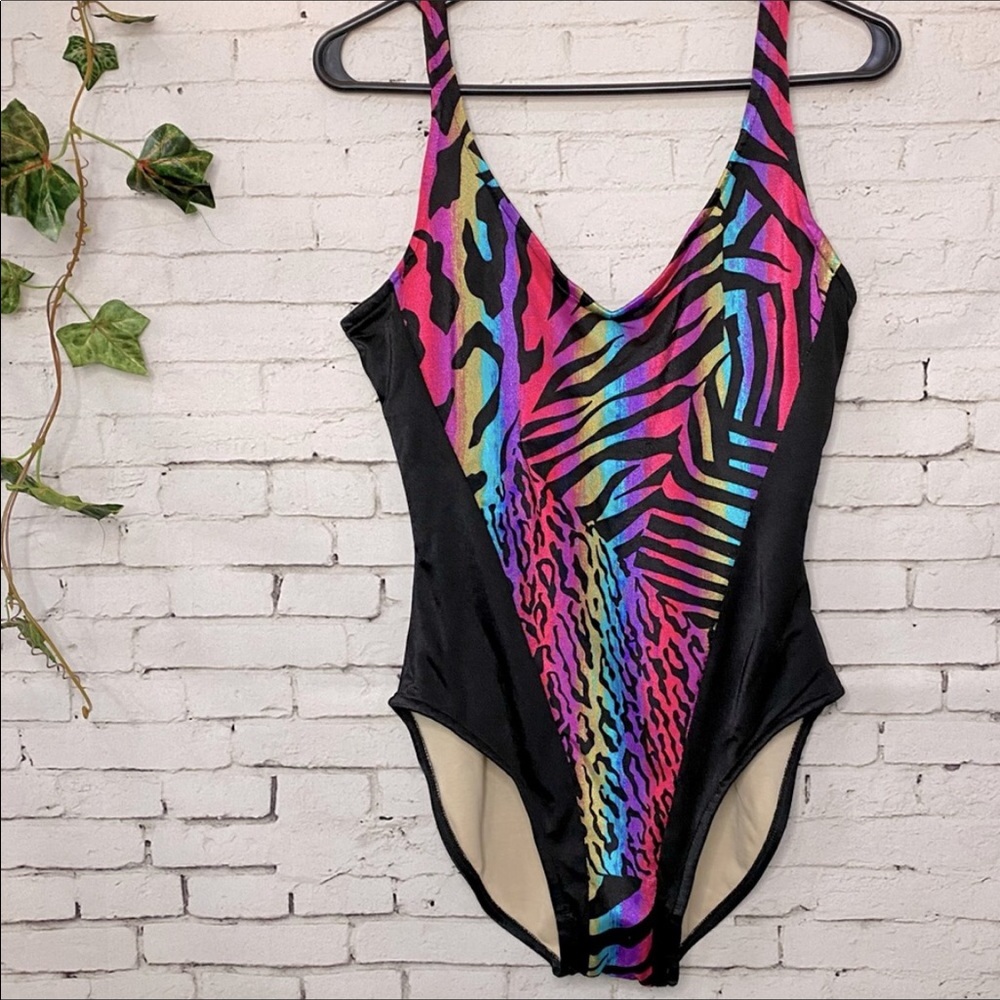 Vintage The SlimSuit Retro 90s Animal Print Bright
